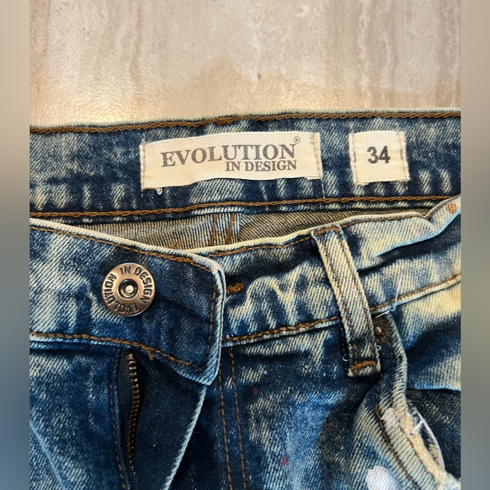 Evolution In Design Men’s Stretch Denim Ripped & Distressed Jeans 34-size - Picture 3 of 5